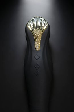 Смартвибратор-пульсатор Zalo — King Obsidian Black, кристалл Swarovski SO6658 фото
