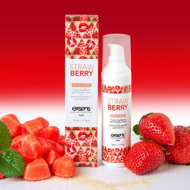 Массажное масло EXSENS Strawberry 50 мл разогревающее, без сахара, без парабенов, съедобное SO2359 фото