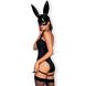 Еротичний костюм кролика Obsessive Bunny costume S/M, black, боді, чокер, гартери, панчохи, маска SO7701 фото 3