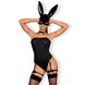 Еротичний костюм кролика Obsessive Bunny costume S/M, black, боді, чокер, гартери, панчохи, маска SO7701 фото 2