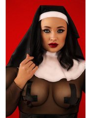 Эротический костюм монашки "Скромница Софи" XXL, платье, воротник, головной убор SO4789 фото