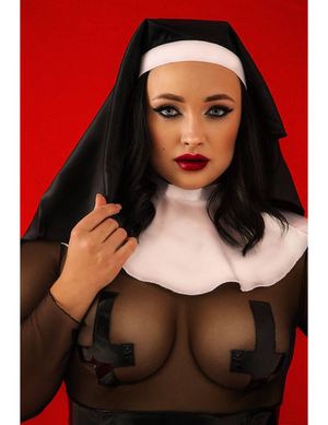 Еротичний костюм монашки "Скромниця Софі" XXL, сукня, комір, головний убір SO4789 фото