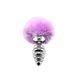 Металлическая анальная пробка Кроличий хвостик Alive Fluffy Twist Plug M Purple, диаметр 3,4 см SO6308 фото 2