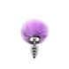 Металева анальна пробка Кролячий хвостик Alive Fluffy Twist Plug S Purple, діаметр 2,9 см SO6306 фото 2