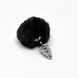 Металлическая анальная пробка Кроличий хвостик Alive Fluffy Twist Plug S Black, диаметр 2,9 см SO6307 фото 1