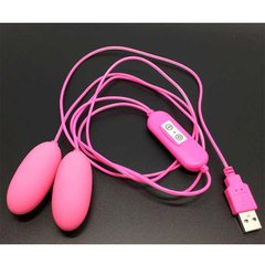 Двойное Виброяйцо с USB-проводом - Розовый – Вибраторы X00000102-1 фото
