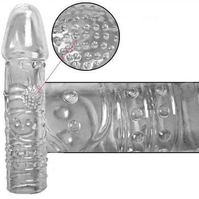Эластичная рельефная насадка на пенис - Прозрачный - 16*4 см X0000030-2 фото