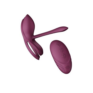 Смарт-ерекційне кільце Zalo - BAYEK Velvet Purple, подвійне з ввідною частиною, пульт ДК SO6645 фото