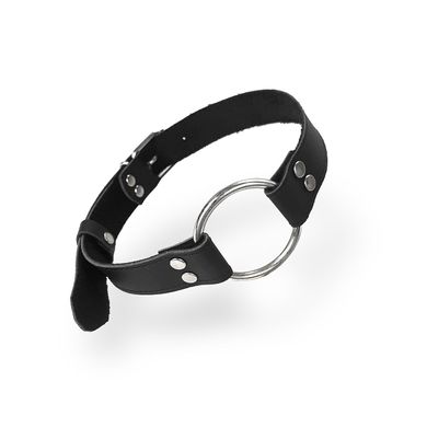 Кляп металлическое кольцо на ремнях Art of Sex – Gag Ring Metal, черный, натуральная кожа SO6790 фото