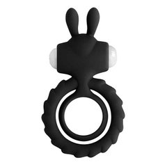 Двойное эрекционное кольцо с вибростимуляцией "Rabbit" - Черный X0000722-1 фото