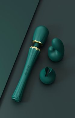 Вібромасажер з насадками Zalo — Kyro Wand Turquoise Green SO6650 фото