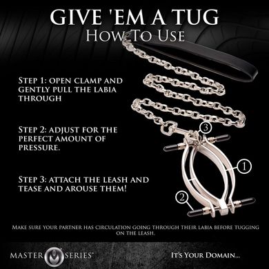 Затискач для статевих губ Master Series: Pussy Tugger Adjustable Vagina Clamp with Chain SO8797 фото