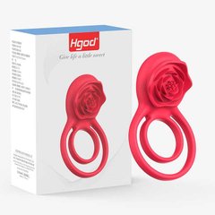 Двойное эрекционное кольцо с вибрацией "Hgod Rose" USB - Красный X0000755 фото