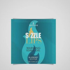 Пробник массажного геля Sensuva — Sizzle Lips Blueberry Ice Pop (6 мл), без сахара, съедобный SO7831 фото