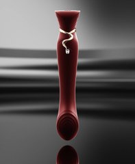 Смартвибратор 3в1 Zalo — Queen Wine Red, пульсирующая жемчужина и вакуум, кристалл Swarovski SO6662 фото
