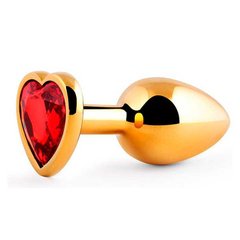 Золота анальна пробка з кристалом серце - 8,2*3,3 см (M) — Анальні іграшки X0000792 фото