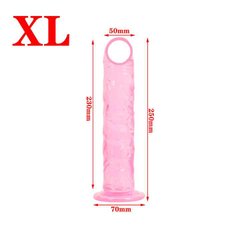 Гелевий фаллос на присосці — 25х5 см рожевий X0000877-1 фото