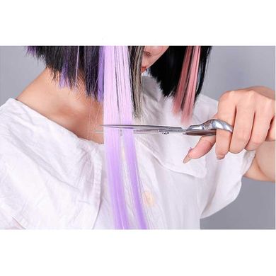 Кольорове пасмо волосся на шпильках 60 см пурпурне Накладне волосся X0000866-7 фото