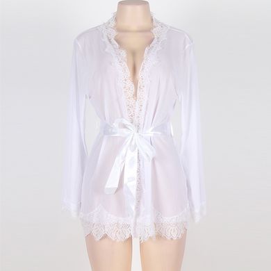 Коротенький прозрачный халат с длинным рукавом - XS/S/M - Белый – Эротическое бельё X00000292-2 фото