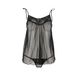 Сорочка прозрачная беби долл Passion MELANIA CHEMISE L/XL, black, трусики, на тонких бретелях EL16304 фото 3