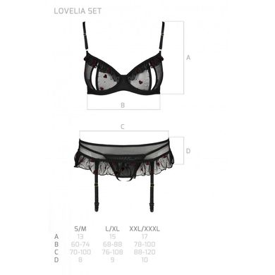 Сексуальний комплект з поясом для панчіх Passion LOVELIA SET S/M, black SO4778 фото