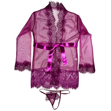 Коротенький прозрачный халат с длинным рукавом - XS/S/M - Сиреневый – Эротическое бельё X00000292-7 фото