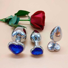 Набір сталевих анальних пробок сердечка - Синій - 3 шт. (S/M/L) - Анальні іграшки X00000179-6 фото