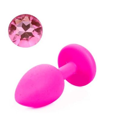 Силиконовая анальная пробка с кристаллом - 4.2*9.5 см - Розовый – Анальные игрушки X00000183-1 фото