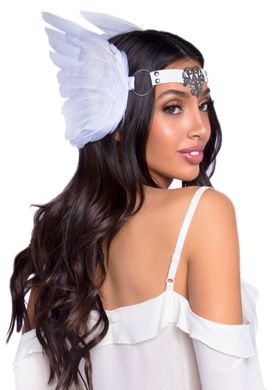 Повязка на голову с крыльями Leg Avenue Feather headband White, перья и натуральная кожа SO8013 фото