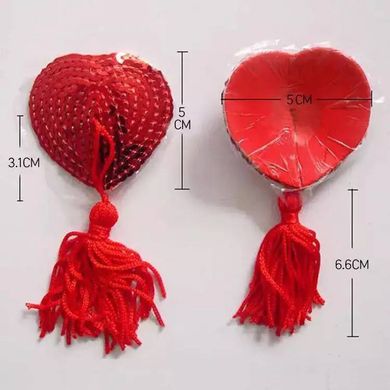 Наклейки для сосков Hearts с пайетками и кисточками - Золото – Эротическое бельё X0000382-5 фото