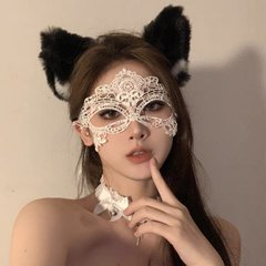 Эротическая ажурная маска на глаза - Белый – Эротическое бельё X0000072-2 фото