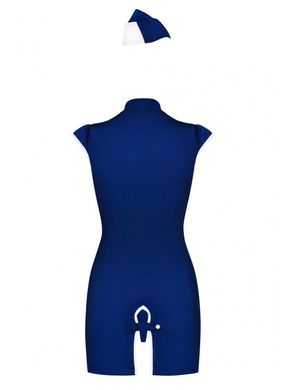 Эротический костюм стюардессы Obsessive Stewardess 3 pcs costume blue S/M, синий, платье, стринги, SO7308-KR фото