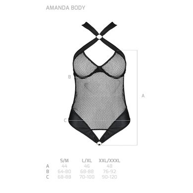 Сетчатый боди с халтером Passion Amanda Body L/XL, black SO5315 фото