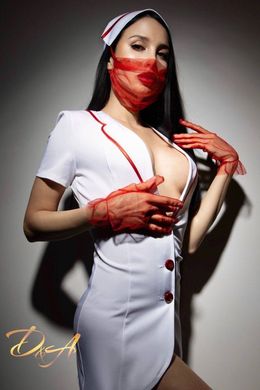 Еротичний костюм медсестри «Старанна Луїза» М, халатик, шапочка, рукавички, маска SO2852 фото