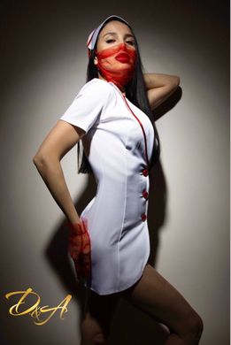 Еротичний костюм медсестри «Старанна Луїза» М, халатик, шапочка, рукавички, маска SO2852 фото