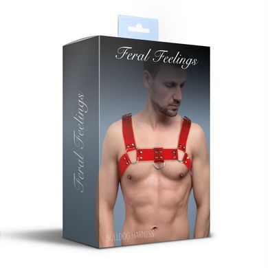 Чоловіча портупея на груди Feral Feelings - Bulldog Harness Red Trasparent SO9306 фото