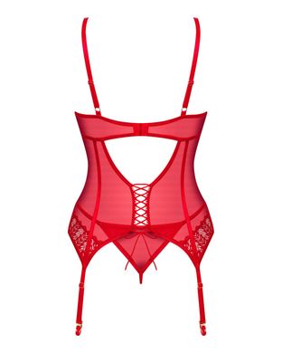 Комплект корсет та стрінги Obsessive Ingridia corset & thong M/L, червоний SO9029 фото