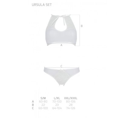 Комплект: бра, трусики с ажурным декором и открытым шагом URSULA SET L/XL, white SO5844 фото