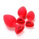 Набір силіконових анальних пробок "Сердечко" з кристалом - Червоний - 3 шт (S/M/L) - Анальні іграшки X0000589-2 фото 1