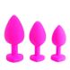 Набор силиконовых анальных пробок "Сердечко" с кристаллом - Розовый - 3 шт (S/M/L) – Анальные игрушки X0000589-3 фото 2