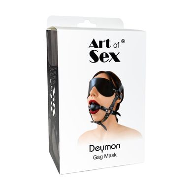 Кляп-маска Art of Sex - Deymon, екошкіра, колір чорний SO9625 фото