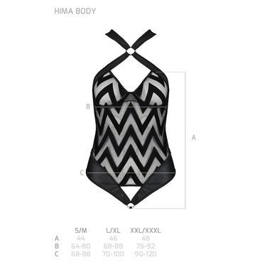 Сетчатый боди с халтером и ритмичным рисунком Passion Hima Body L/XL, black SO5346 фото