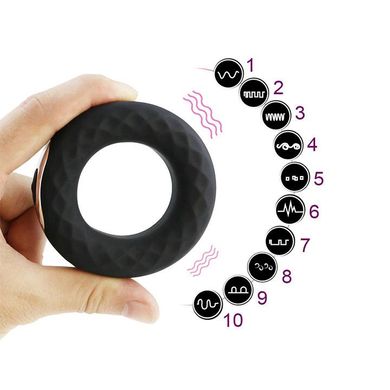 Кольцо на пенис вибрирующие силиконовое (10 режимов) - Черный - 7,3*1,9 см X0000391 фото