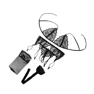 Беспроигрышный комплект с чулками и поясом для чулок Чёрный – Эротическое бельё X00000224-1 фото