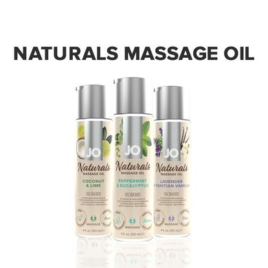 Масажна олія System JO - Naturals Massage Oil - Peppermint & Eucalyptus з натуральними ефірними олія SO6166 фото