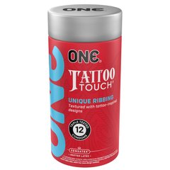 Презервативи ONE Tattoo Touch 12 шт, подарункова упаковка тюб SX0790 фото