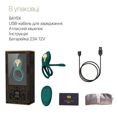 Смарт-эрекционное кольцо Zalo - BAYEK Turquoise Green, двойное с вводимой частью, пульт ДУ SO6644 фото