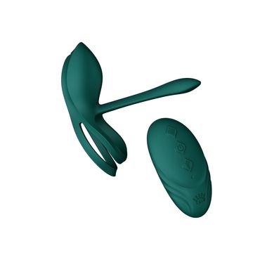 Смарт-ерекційне кільце Zalo - BAYEK Turquoise Green, подвійне з ввідною частиною, пульт ДК SO6644 фото