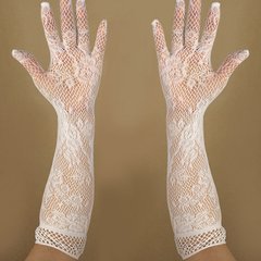 Довгі мереживні гіпюрові рукавички - Білий - XS/S/M - Еротична білизна X00000169-2 фото