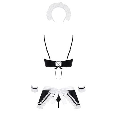 Атласный эротический костюм горничной Obsessive Maid set S/M, black, 5 предметов SO7715 фото